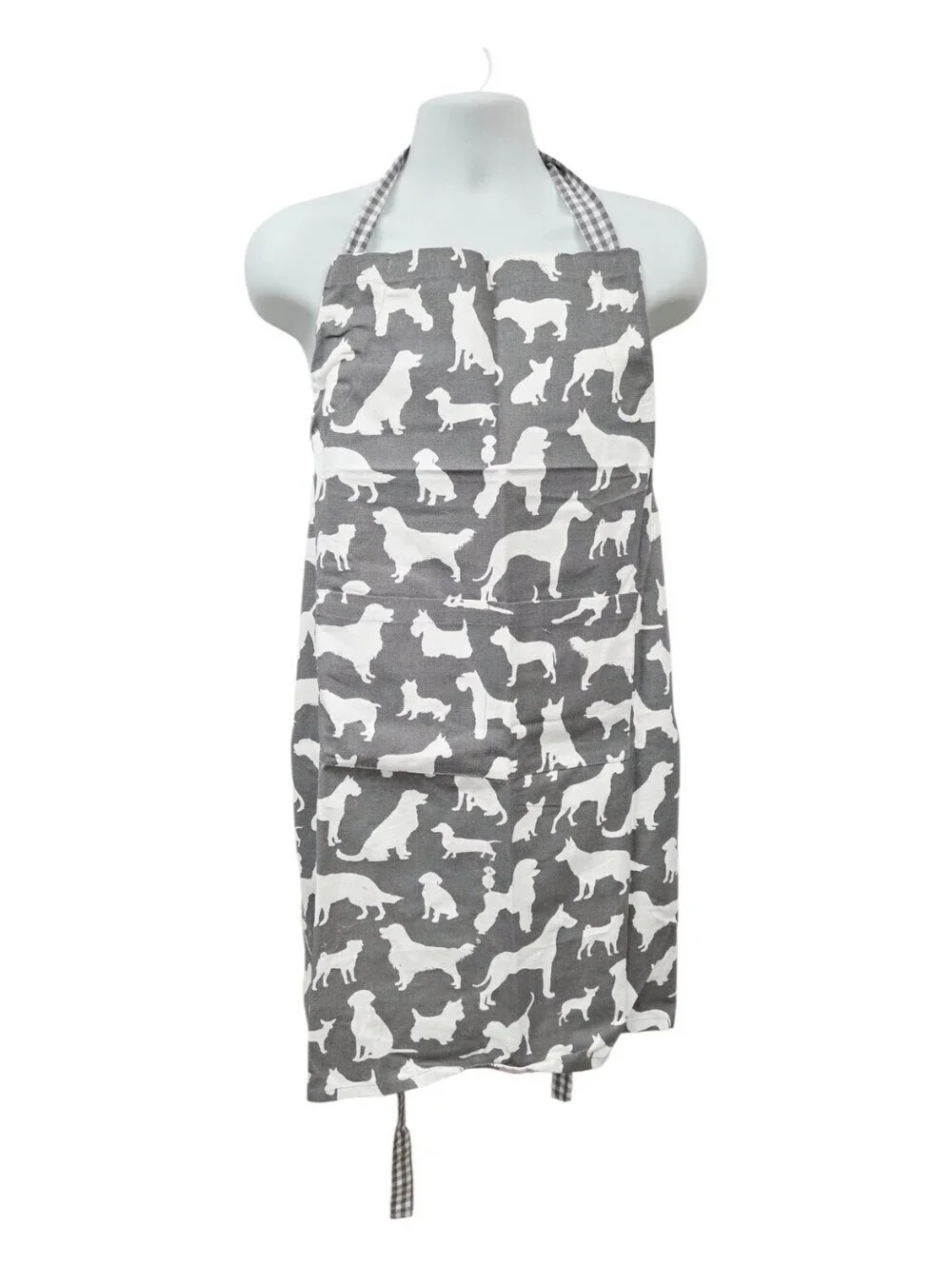 Grey Apron with White Dog Silhouette Print